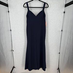 BHLDN Anthropologie Ansel Maxi Dress Size 16 Navy Blue Bridesmaid Front Slit NEW